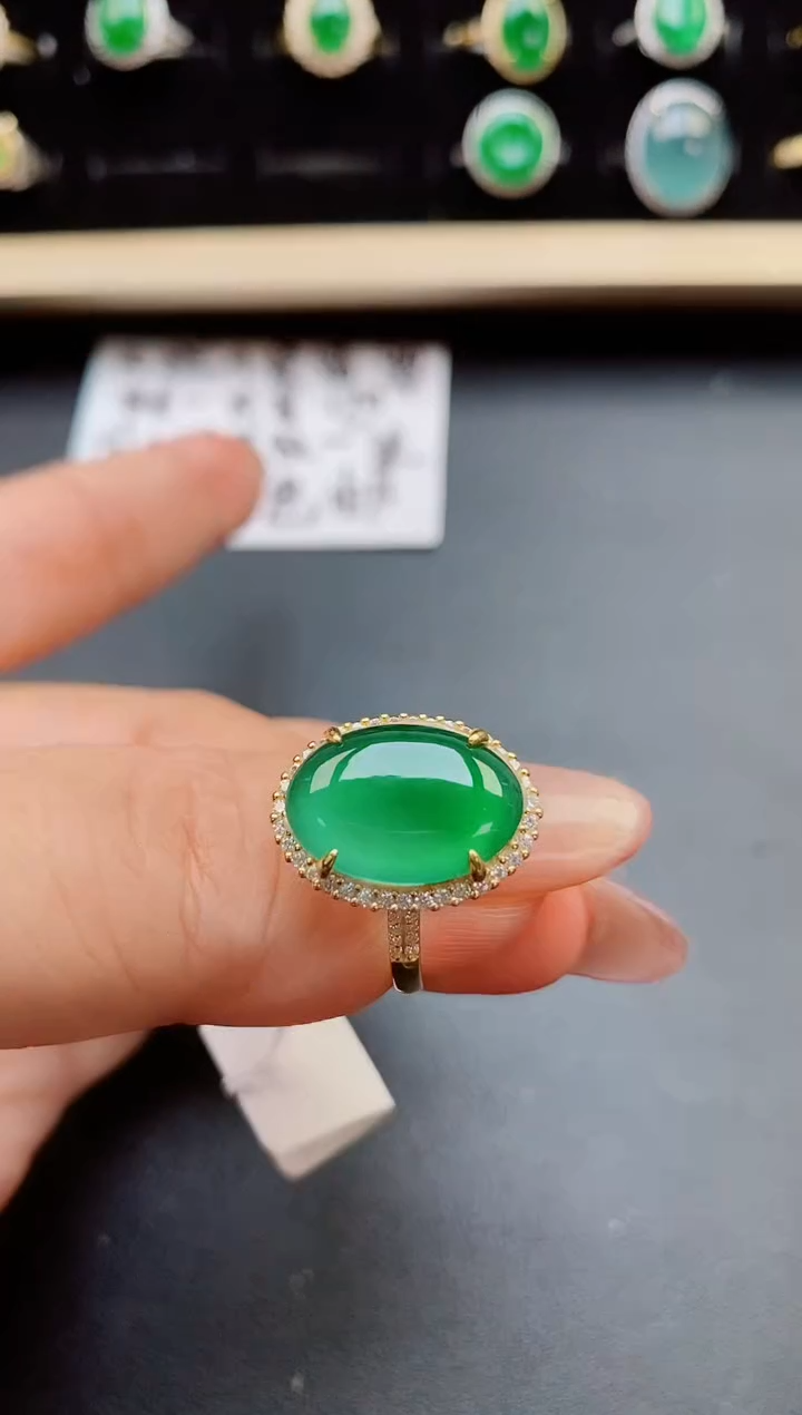 翡翠戒指银S925镶嵌32131