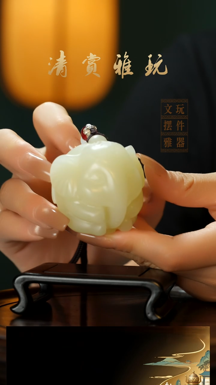 玉《手握吉象》手把件摆件