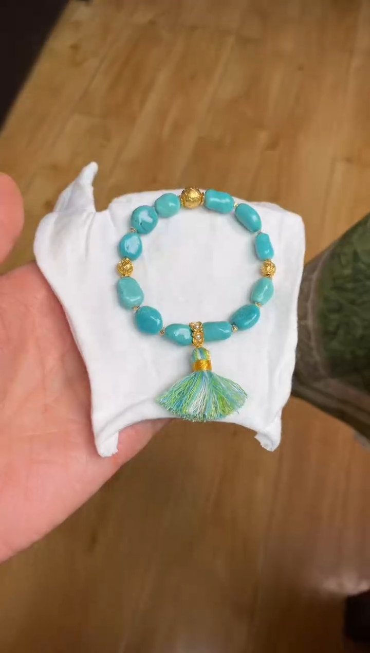 银S925镶嵌绿松石手串50