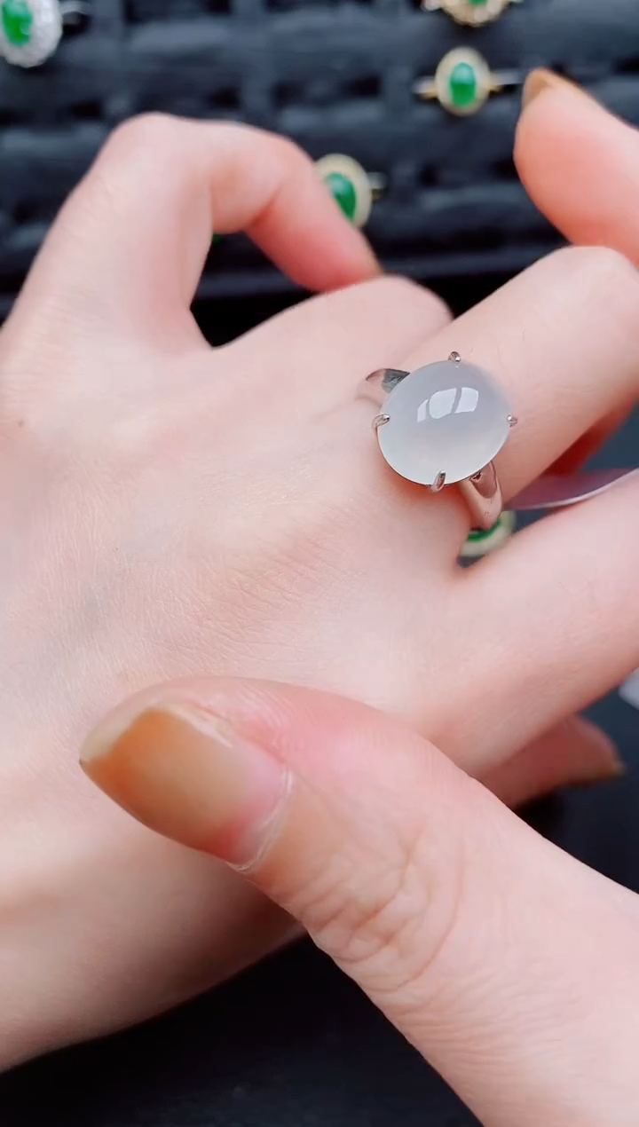 【闪购商品】翡翠戒指银S925镶嵌天然a货翡翠404