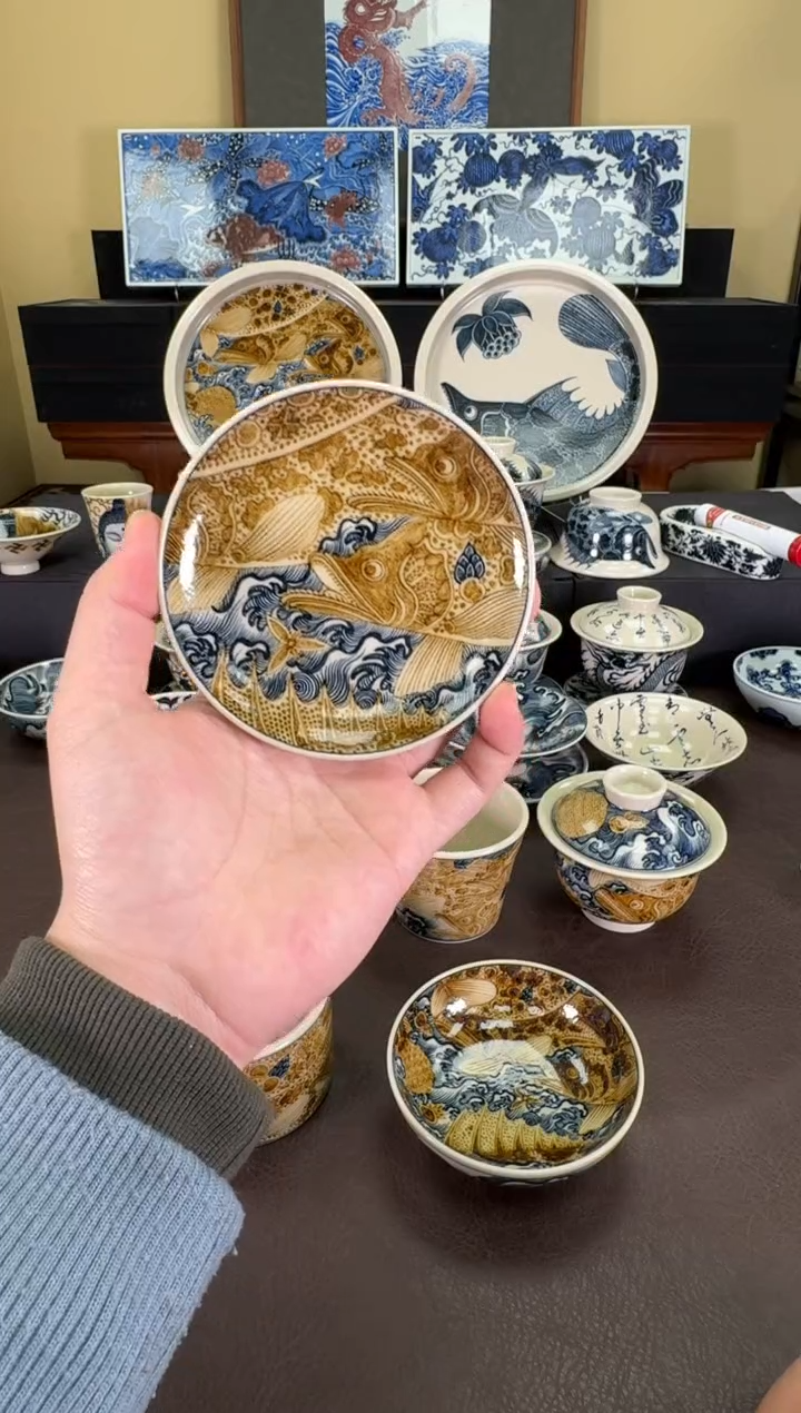【闪购商品】二号釉鳜鱼纹杯垫
