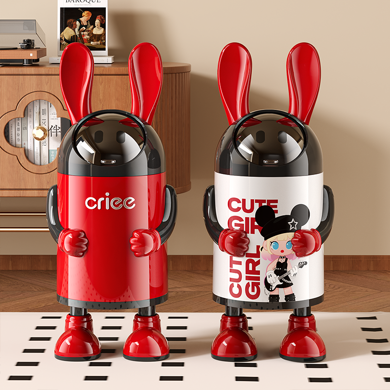 星优创意轻奢兔耳朵垃圾桶带手带脚可爱造型家庭高颜值卧室用品