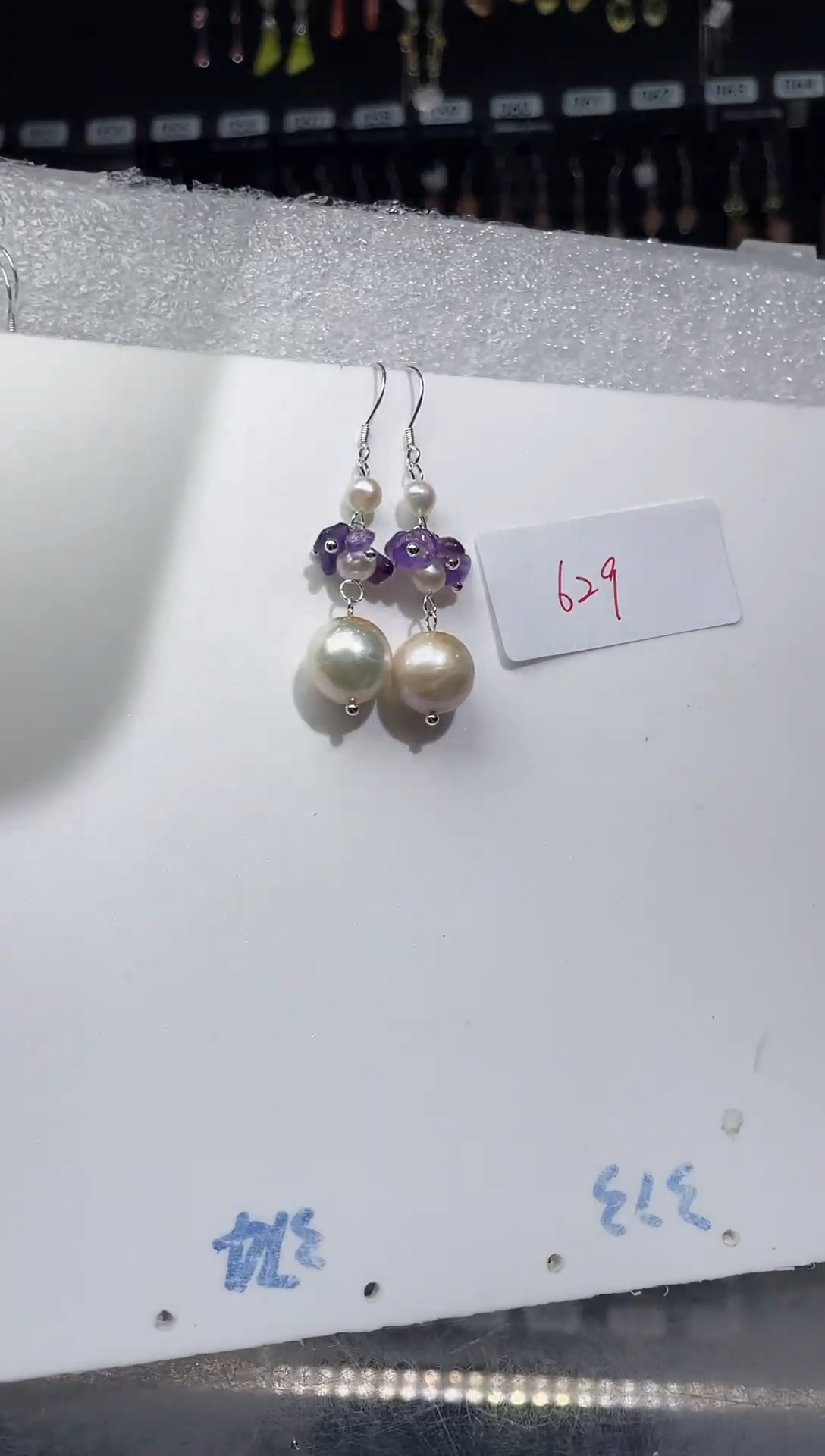 【闪购商品】紫晶耳饰银S925镶嵌银钩银链629