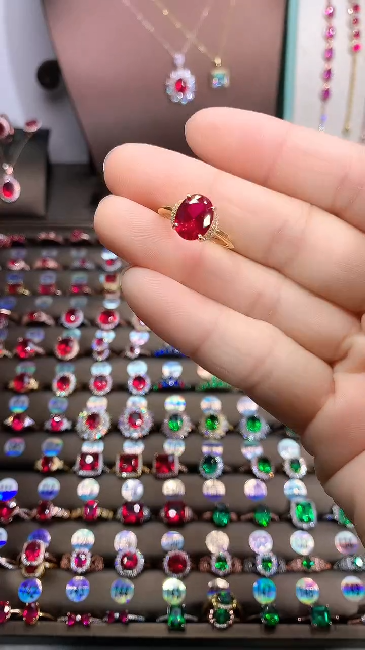 【闪购商品】红宝石戒指银S925镶嵌金色8.10