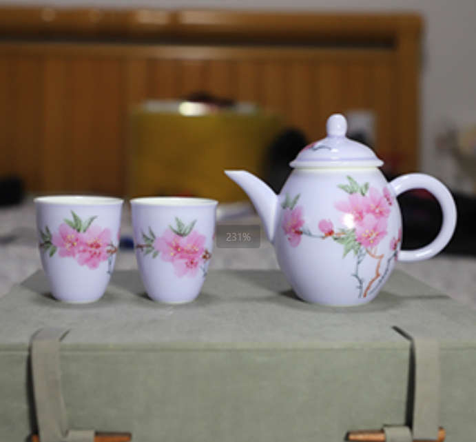 LQ13水点桃花秋水壶套装一壶二杯紫色