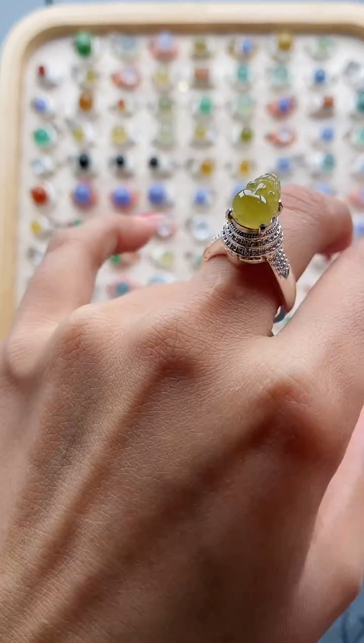 【闪购商品】翡翠戒指未镶嵌缅甸天然A货翡翠444   2+1