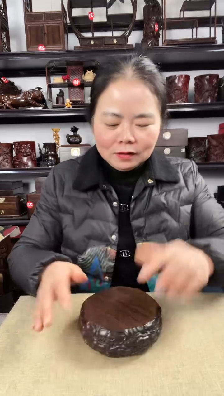 木大云纹圆老李红木工艺品