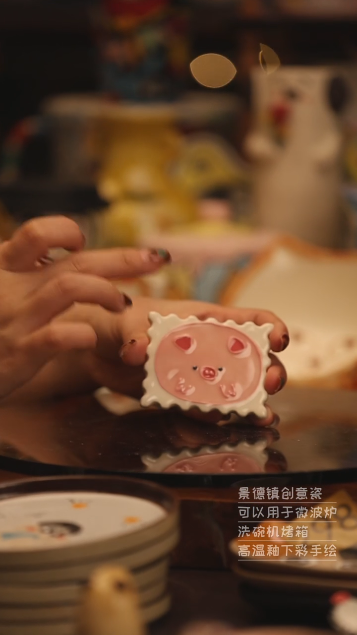 陶瓷景德镇可爱陶瓷釉下彩绘设计师款