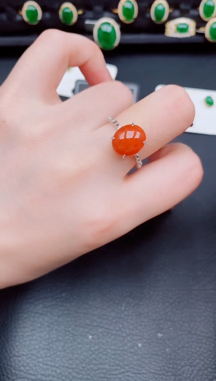 【闪购商品】翡翠戒指银S925镶嵌天然a货翡翠262