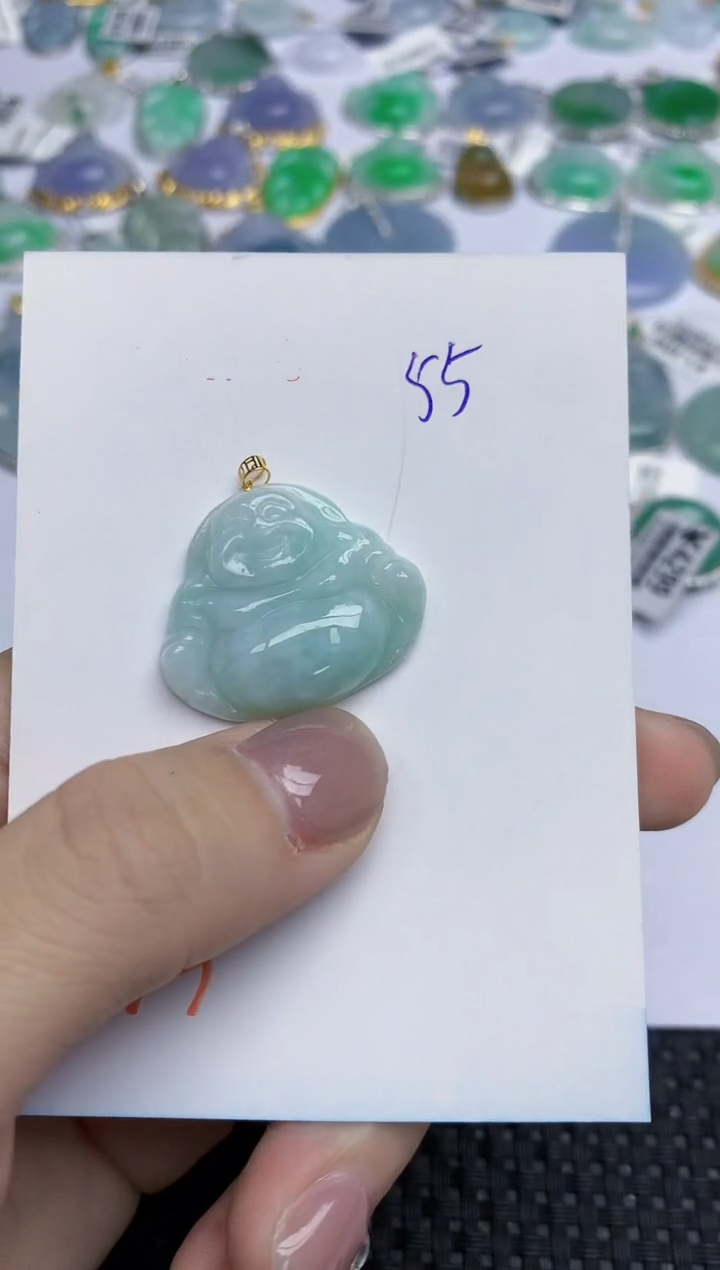 【闪购商品】翡翠挂件18K金镶嵌天然翡翠A货