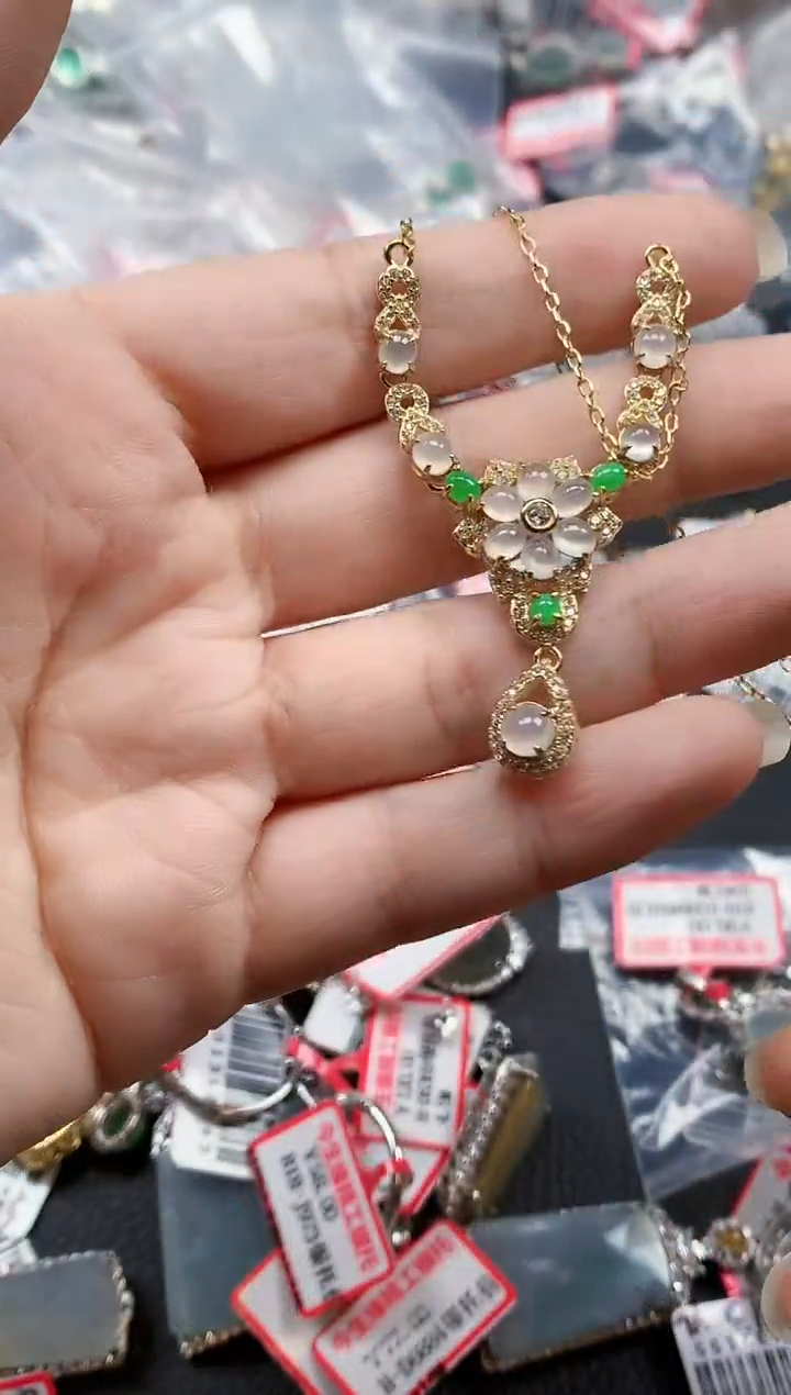 银S925镶嵌戒指翡翠天然A货缅甸翡翠