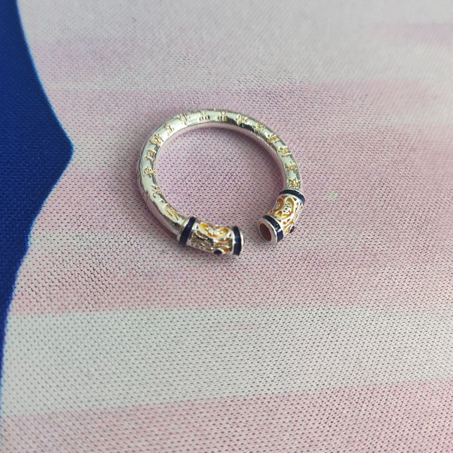 足银戒指 999.9【R003】2.8g 珐琅开口百搭戒指