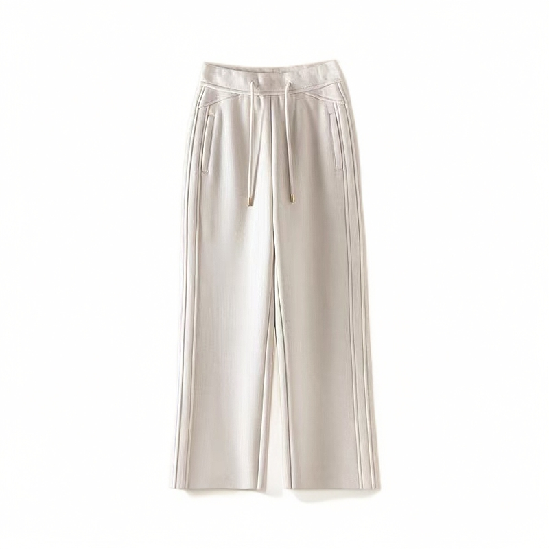 时尚运动上新显瘦高腰宽松百搭休闲直筒裤白色短款开叉薄款垂感