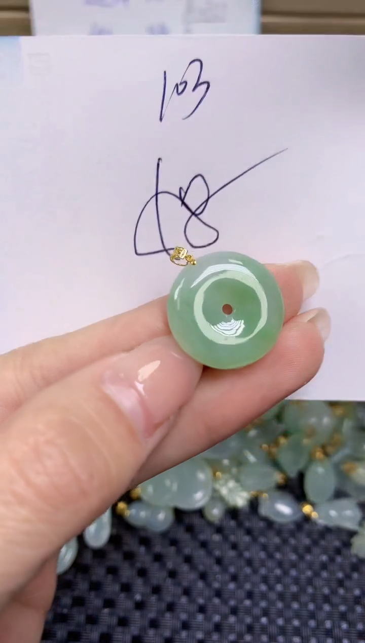 【闪购商品】翡翠颈饰18K金镶嵌天然缅甸A货翡翠