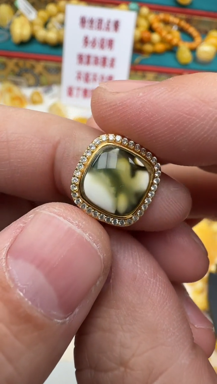 琥珀银S925镶嵌珠宝奇石HZ065