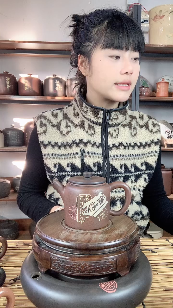 【闪购商品】罐建水紫陶手工彩填壶