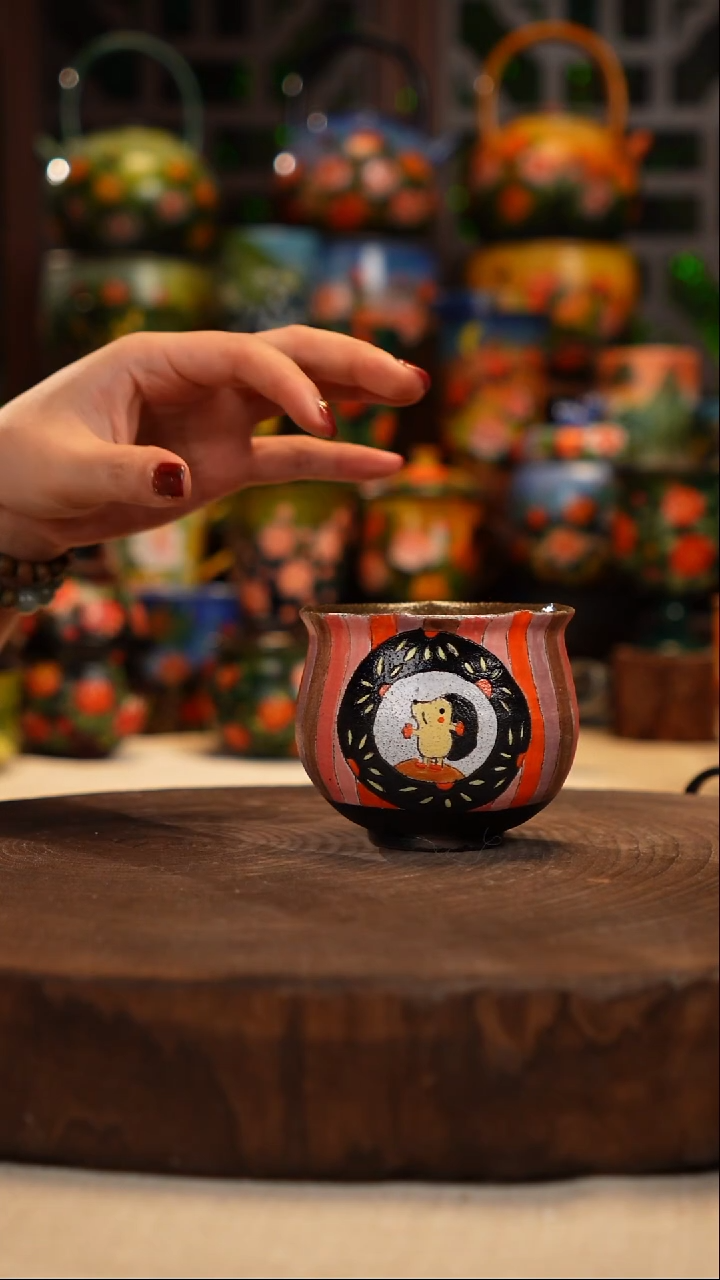 紫砂 油画釉下彩手绘