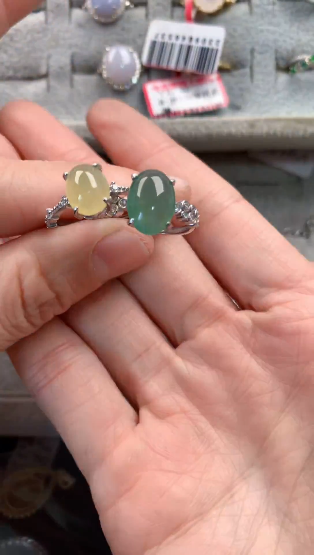 银S925镶嵌戒指翡翠666----1