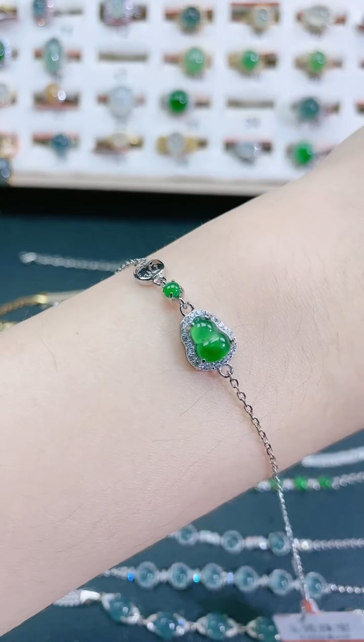 银S925镶嵌手链翡翠天然翡翠
