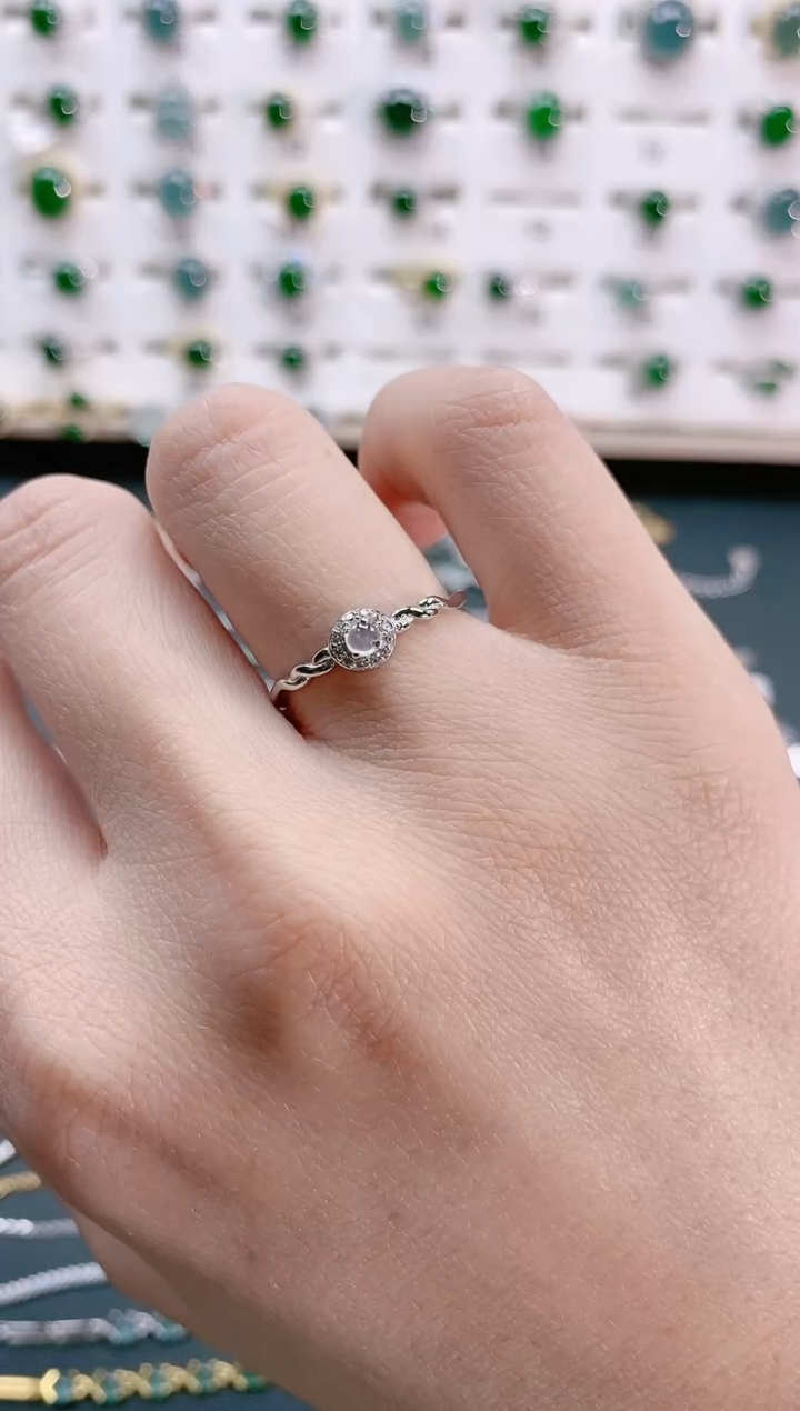 【闪购商品】翡翠戒指银S925镶嵌天然翡翠