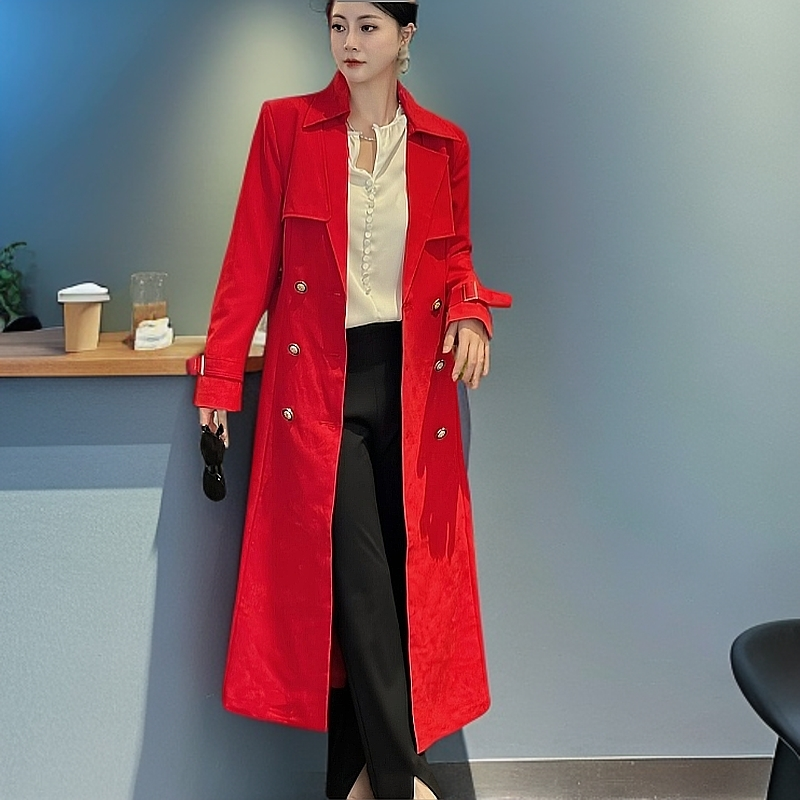 港式复古风衣外套女中长款2025春秋新款韩版宽松收腰英伦风流行