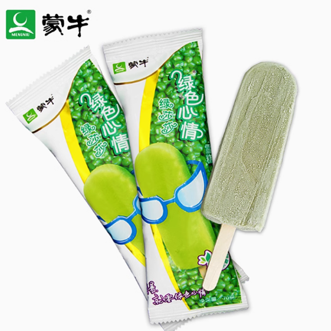 顺丰次日达-蒙牛绿色心情绿莎莎雪糕 经典低糖绿豆味棒冰经典冰棍冷饮