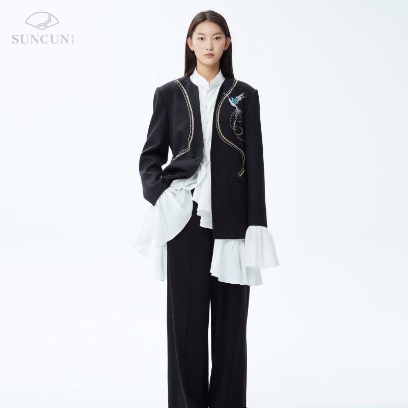 三寸盛京刹那万春蜂鸟尺尾立体刺绣中式上衣