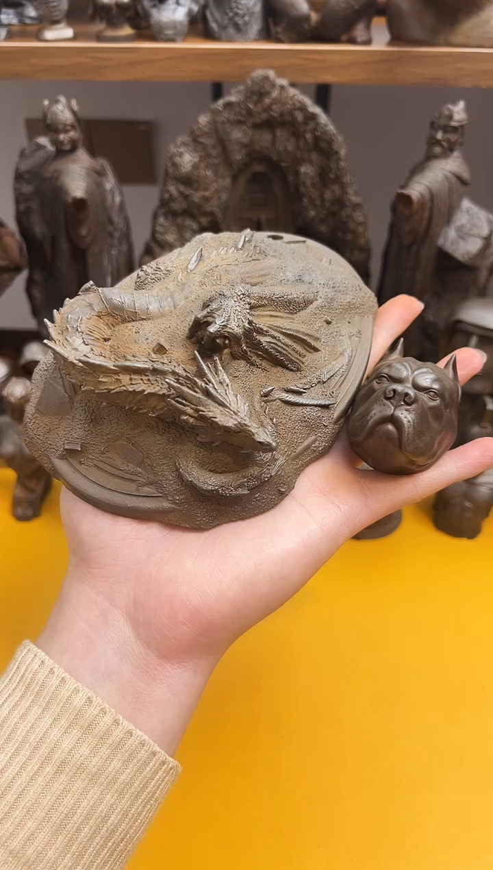 金属梧**岚实心铁艺--守财龙  狗头