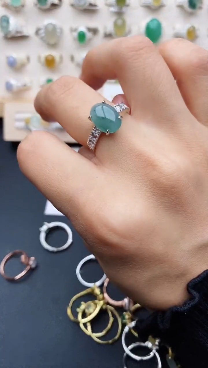 【闪购商品】翡翠戒指银S925镶嵌缅甸翡翠