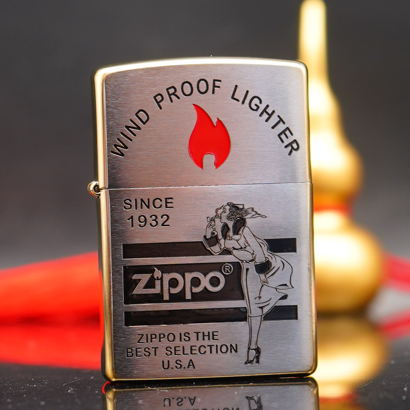 ZIPPO/之宝打火机XF常规侧金填漆火苗风女DY9902DK