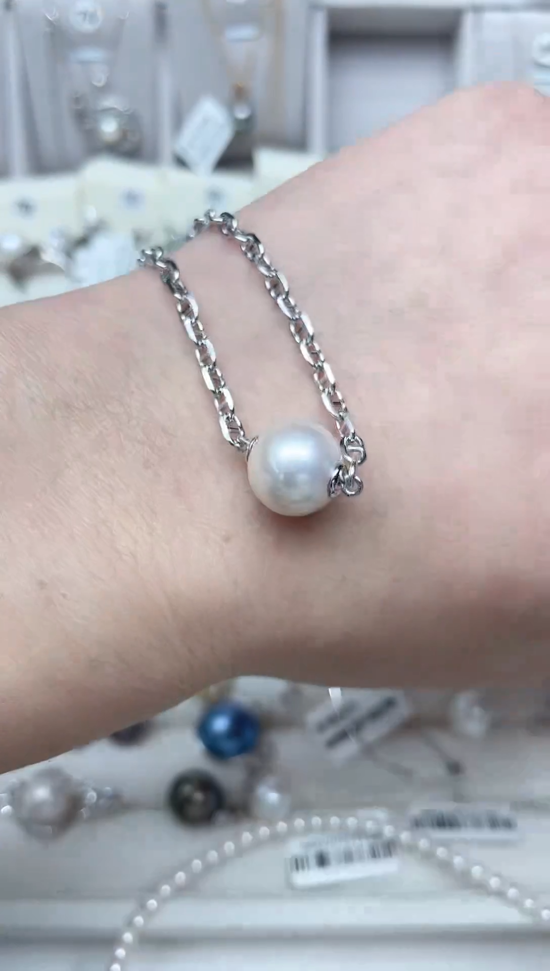 【闪购商品】淡水珍珠手绳银S925镶嵌手链