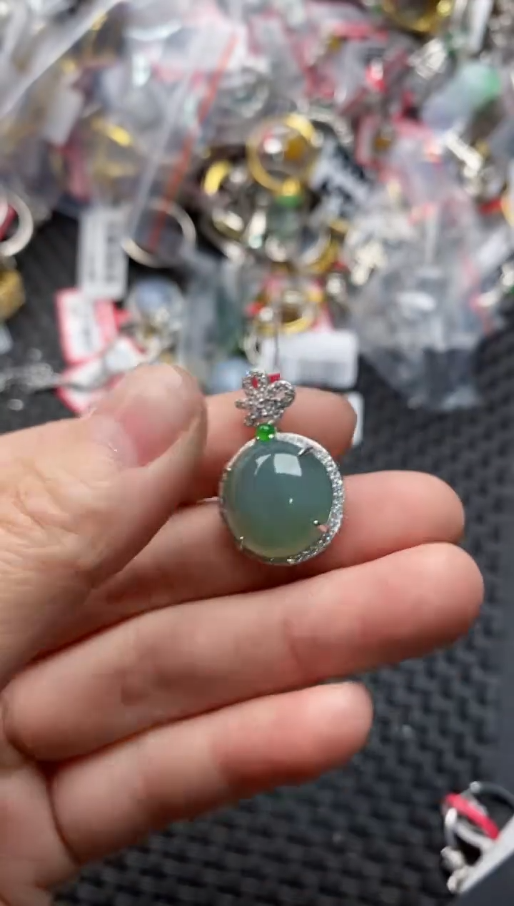 银S925镶嵌戒指翡翠999