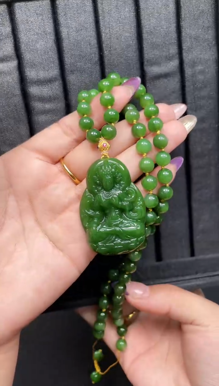 【闪购商品】和田玉套链18K金镶嵌50MM 多样性发一