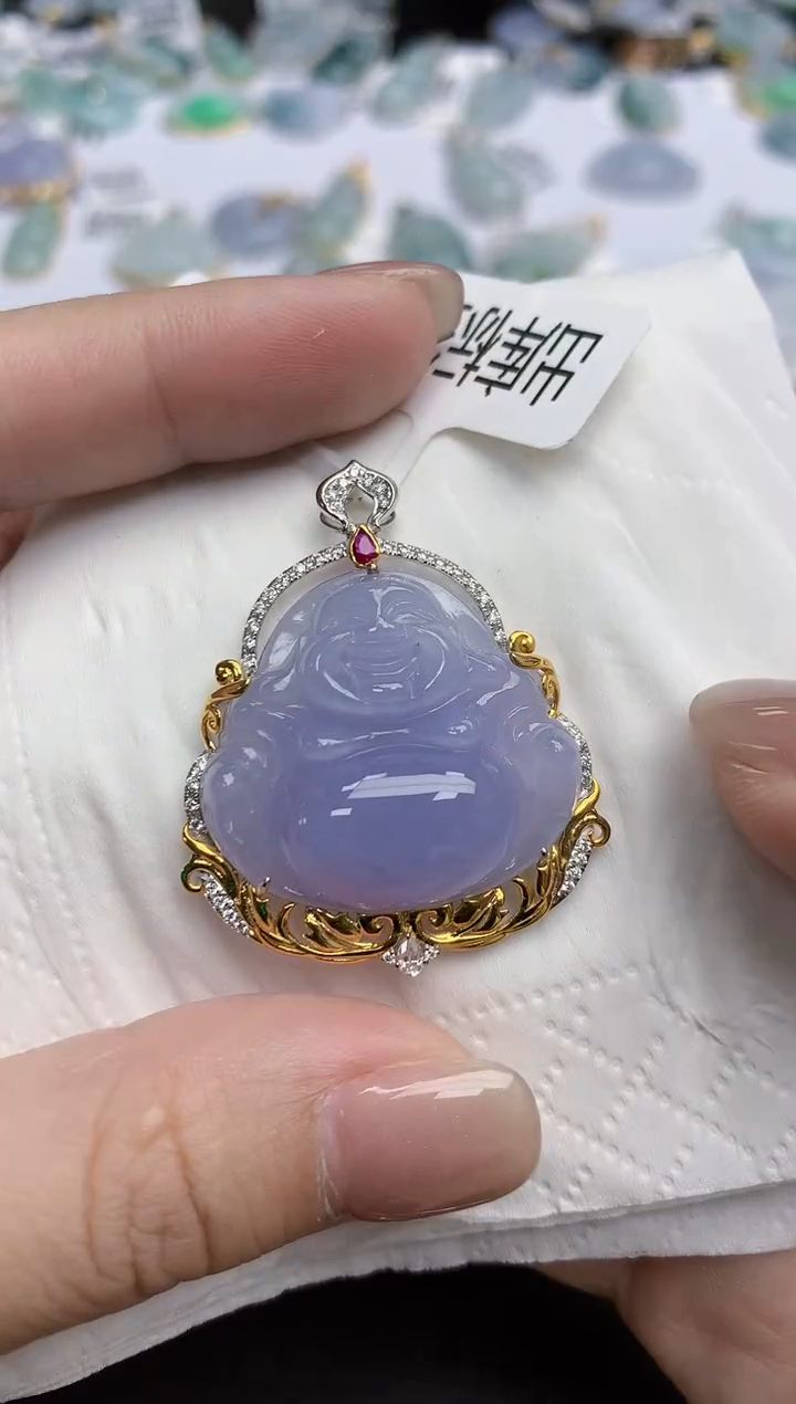 【闪购商品】翡翠颈饰18K金镶嵌天然缅甸翡翠A货