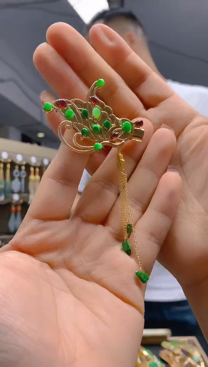 【闪购商品】翡翠耳饰合金0459翡翠发簪