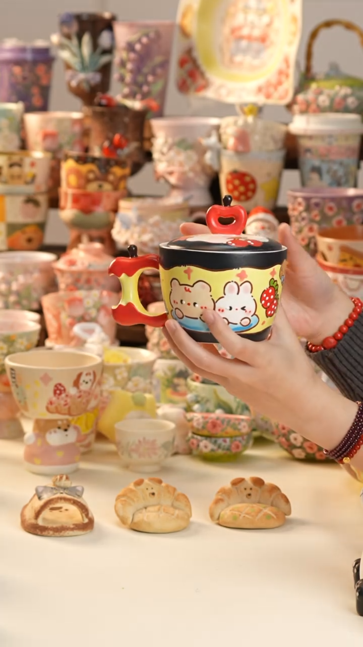 摆件陶景德镇釉下彩手绘设计师款陶瓷