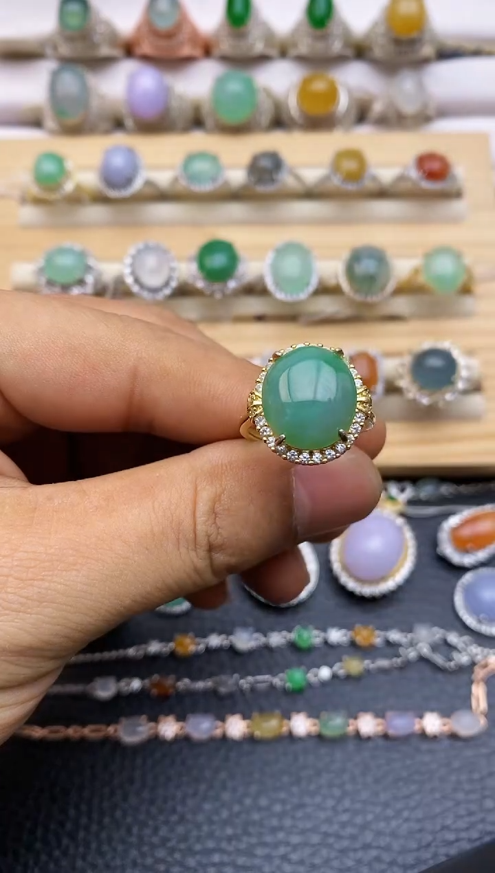 翡翠银S925镶嵌戒指0025