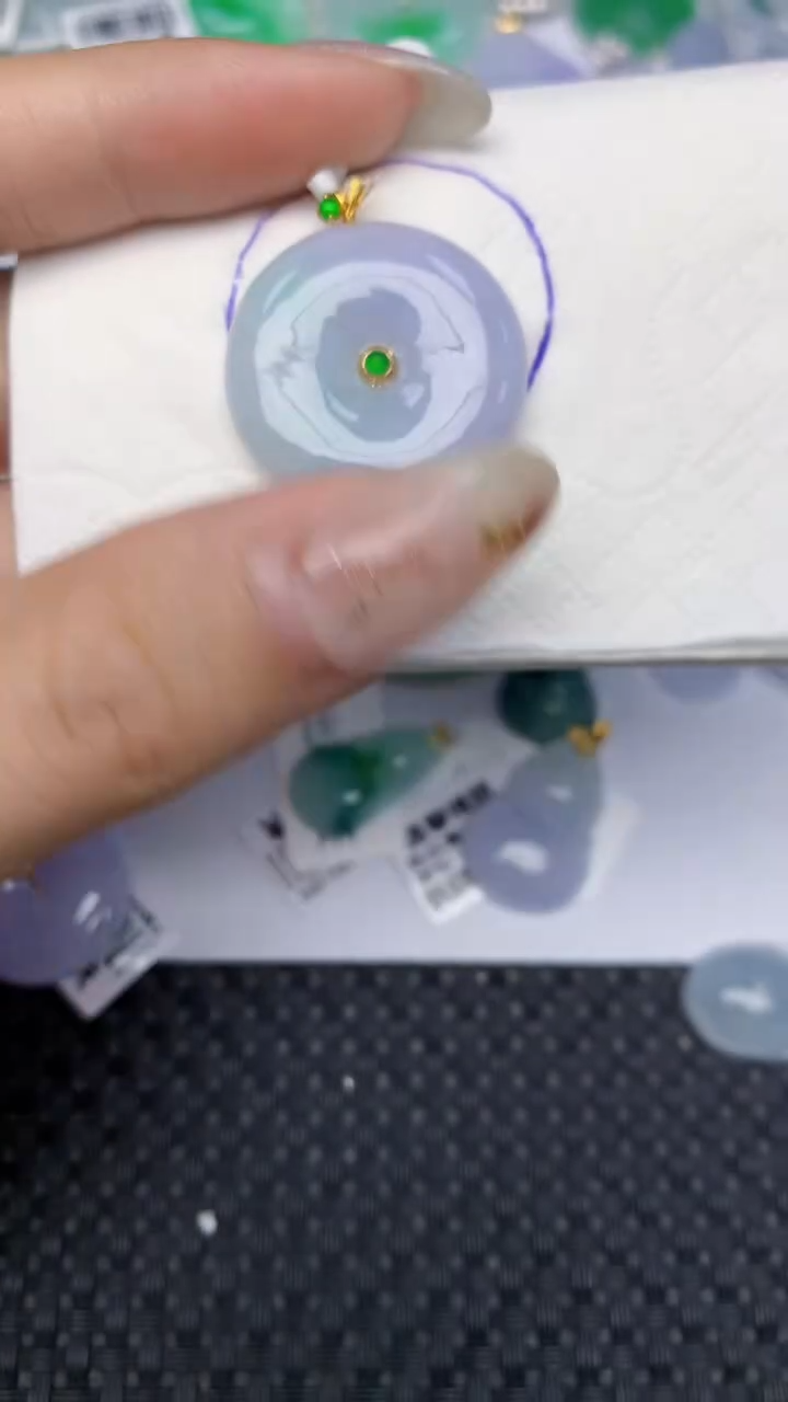 颈饰18K金镶嵌翡翠天然缅甸翡翠a货百元以上9元证书费自理