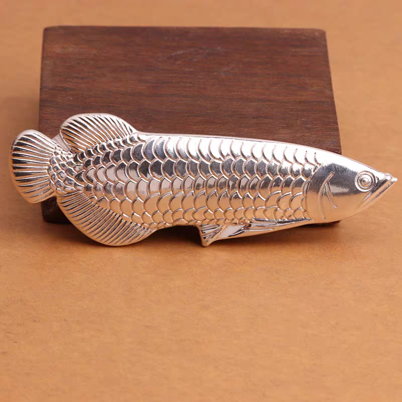 足银银制品 足银银制品 手工带钢印银龙鱼茶宠泡茶煮水适用