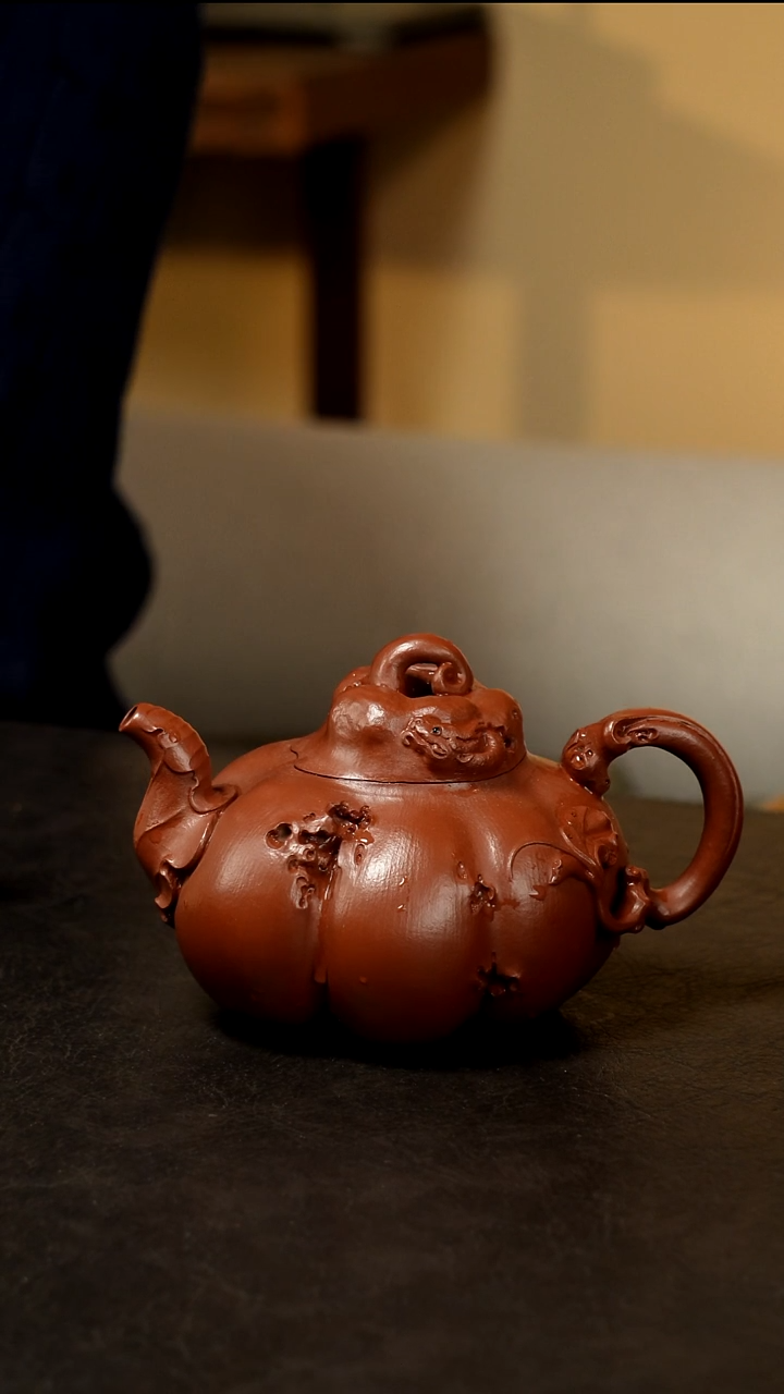 紫砂茶盘观朱泥大红袍紫砂壶