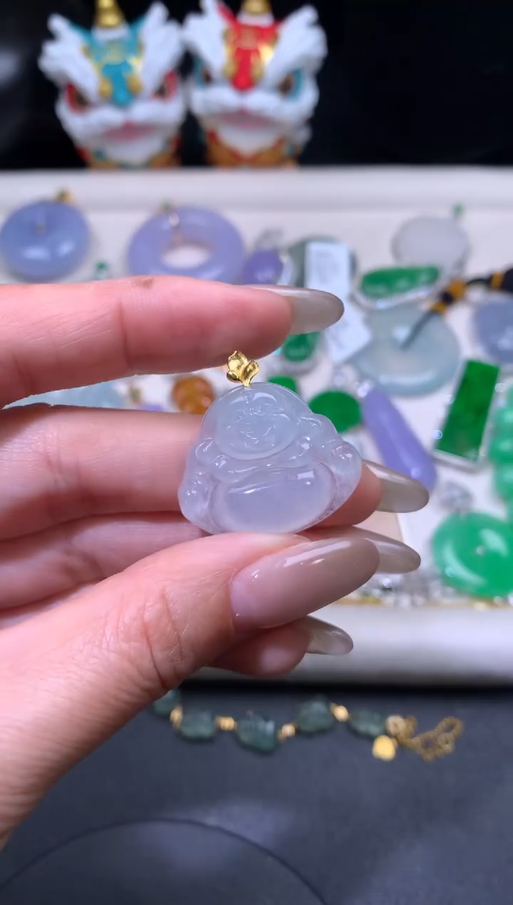 吊坠(不含链)18K金镶嵌翡翠翡翠