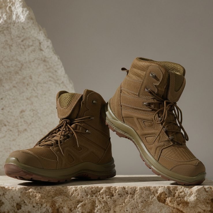 秋冬男士高帮超轻防水防滑透气户外作战靴登山徒步沙漠战术靴棕色