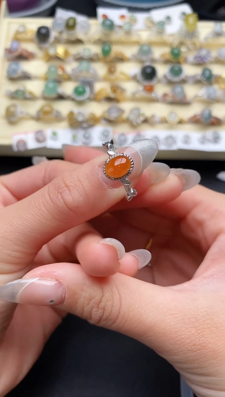 【闪购商品】翡翠戒指银S925镶嵌22222222+2
