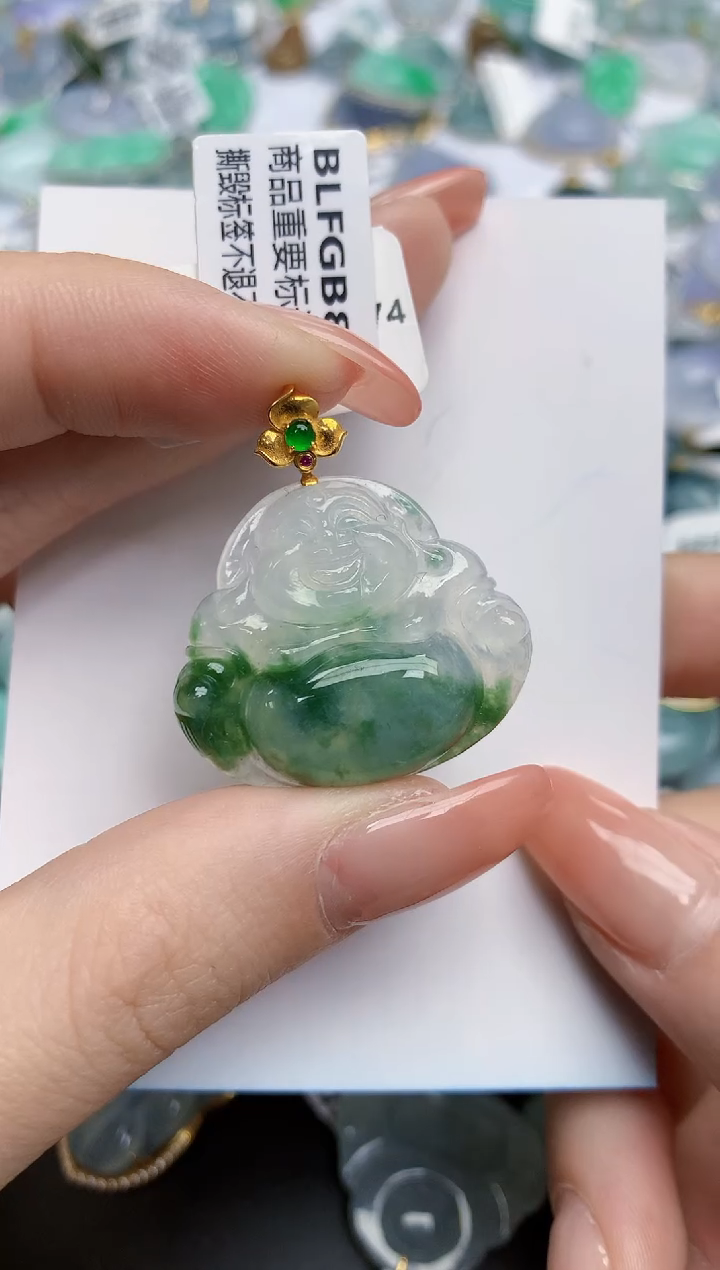 【闪购商品】翡翠颈饰18K金镶嵌天然缅甸翡翠A货