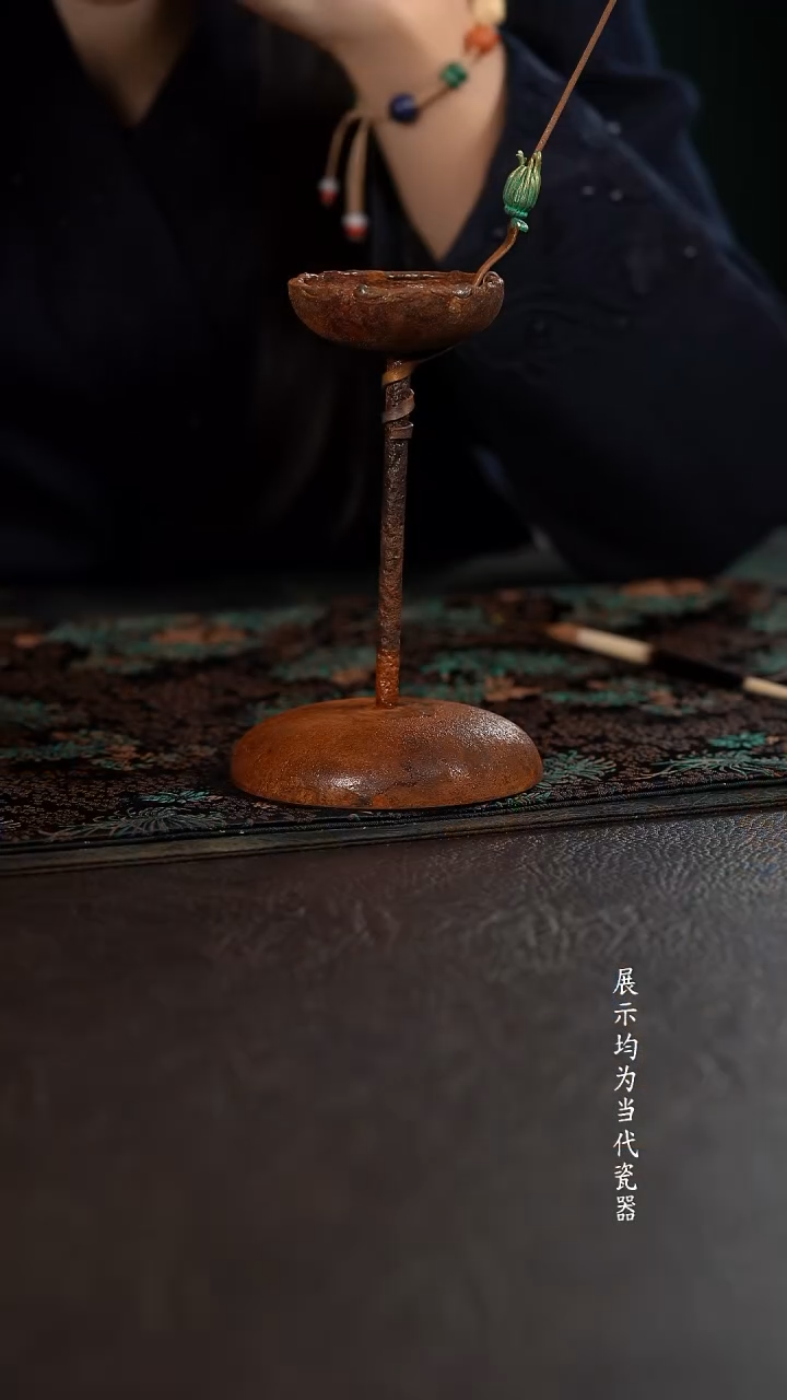 君心茶事陶瓷茶周边佛手蜡烛台