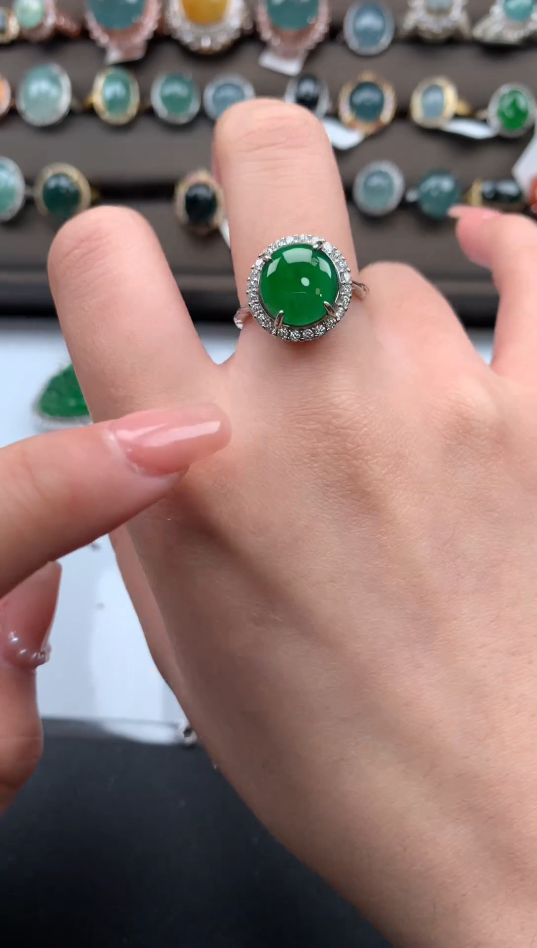 【闪购商品】翡翠戒指银S925镶嵌5214