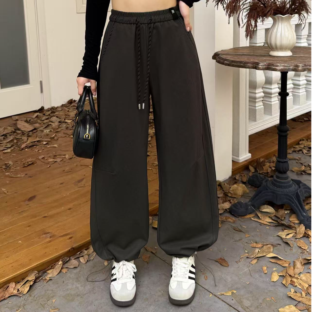 高腰百搭显瘦秋季新款美式设计感松弛感宽松弯刀工装裤女休闲薄款