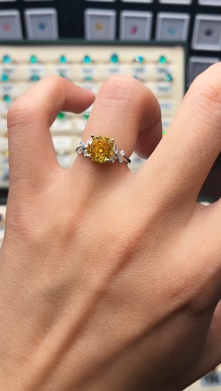 戒指彩色蓝宝石银S925镶嵌0005