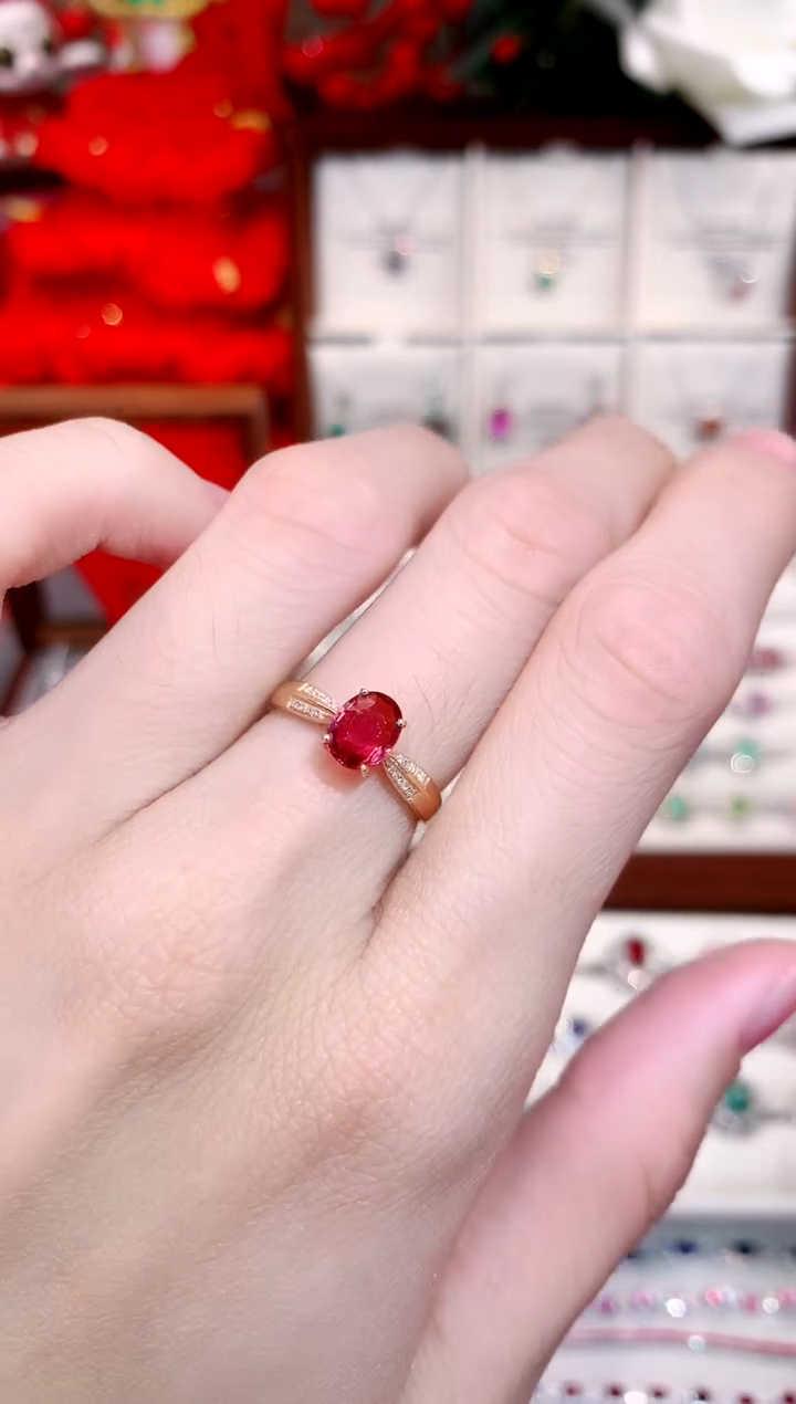 【闪购商品】碧玺戒指18K金镶嵌1ct/天然宝石/七天无理由