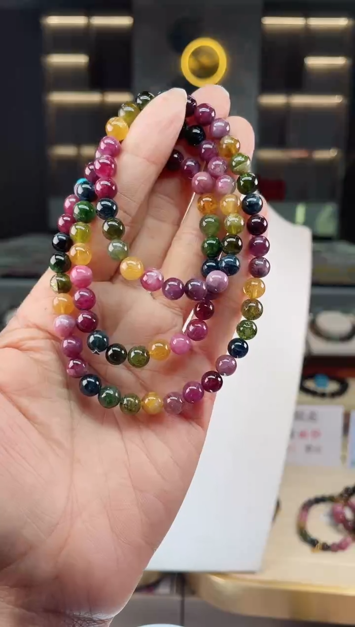 【闪购商品】碧玺三圈手串未镶嵌（多样性发一条）Q